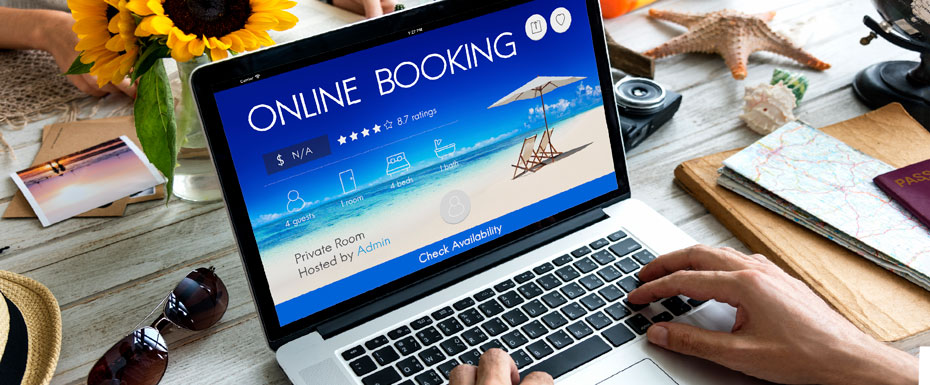 Laptop with booking site