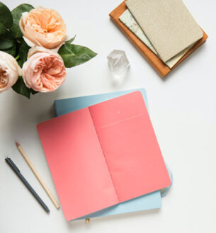 Flower and colorful notebook