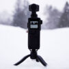 Tripod with camera outside on the snow