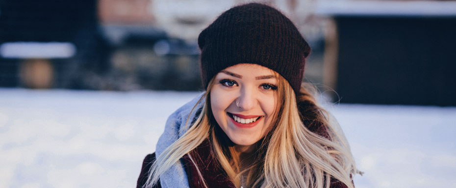 Girl standing in the winter