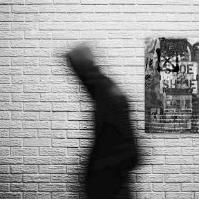 Man walking on the streets of NY B&W